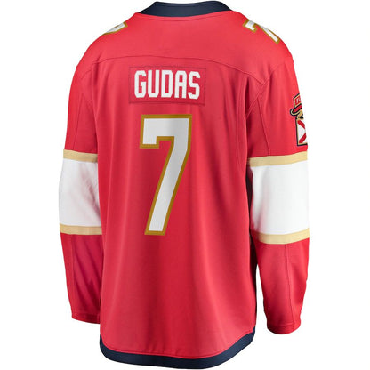 F.Panthers #7 Radko Gudas Fanatics Branded Home Breakaway Jersey Red Stitched American Hockey Jerseys CustomName