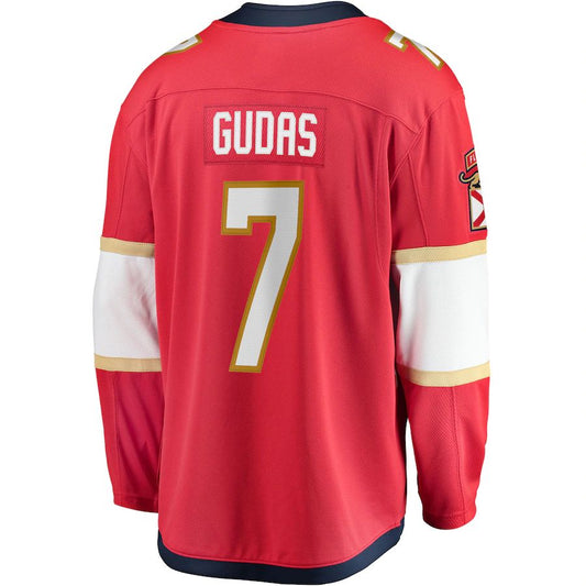 F.Panthers #7 Radko Gudas Fanatics Branded Home Breakaway Jersey Red Stitched American Hockey Jerseys CustomName