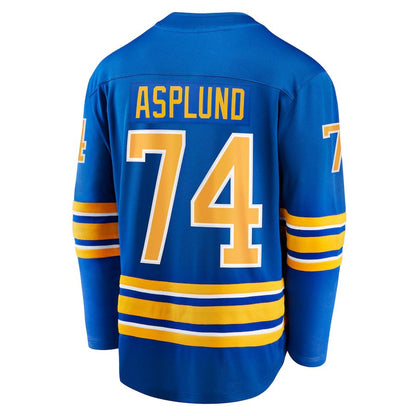 B.Sabres #74 Rasmus Asplund Fanatics Branded Home Breakaway Player Jersey Royal Stitched American Hockey Jerseys CustomName
