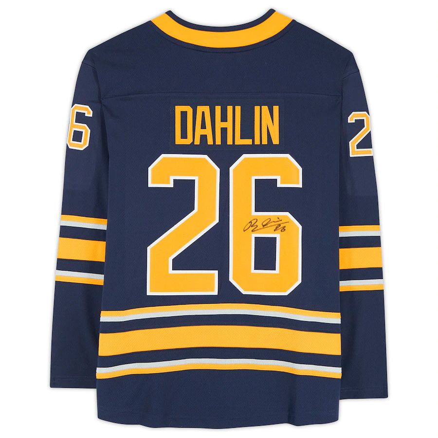 B.Sabres #26 Rasmus Dahlin Fanatics Authentic Autographed Navy Fanatics Breakaway Jersey Stitched American Hockey Jerseys CustomName