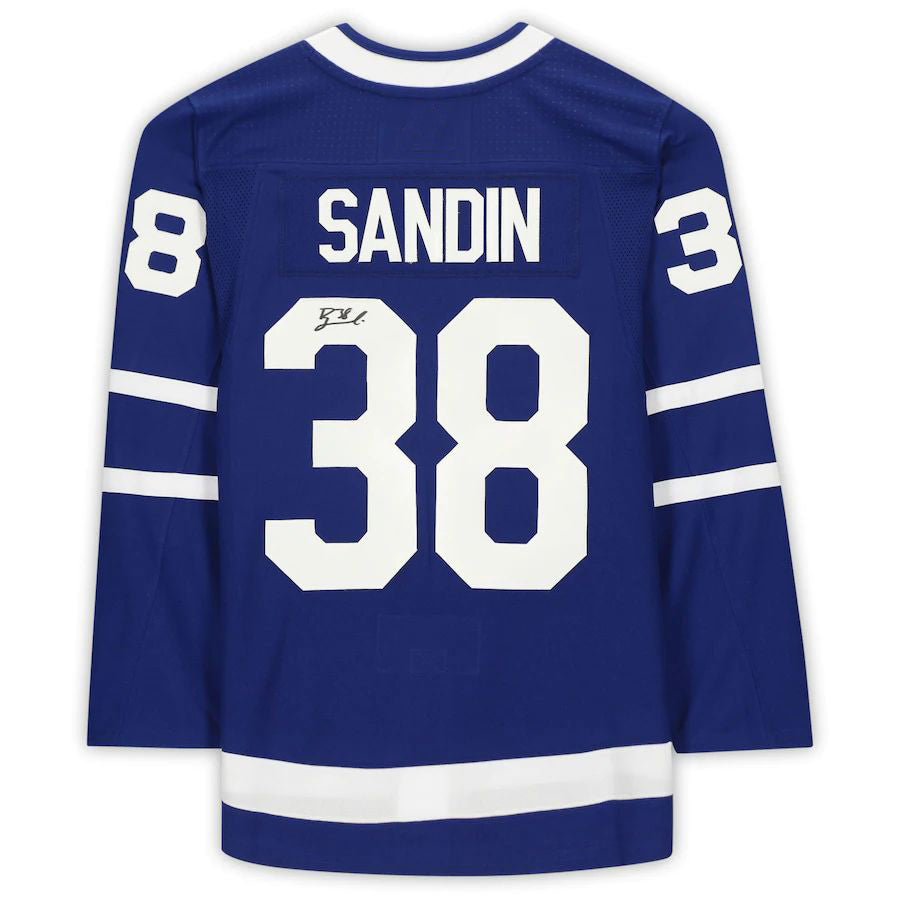 T.Maple Leafs #38 Rasmus Sandin Fanatics Authentic Autographed Blue Stitched American Hockey Jerseys CustomName