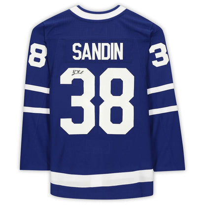 T.Maple Leafs #38 Rasmus Sandin Fanatics Authentic Autographed Blue Stitched American Hockey Jerseys CustomName