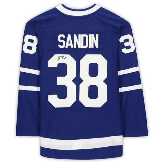 T.Maple Leafs #38 Rasmus Sandin Fanatics Authentic Autographed Blue Stitched American Hockey Jerseys CustomName