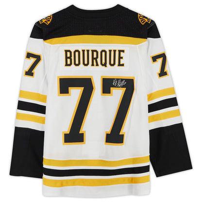 B.Bruins #77 Ray Bourque Fanatics Authentic Autographed adidas White Authentic Jersey Black Stitched American Hockey Jerseys CustomName
