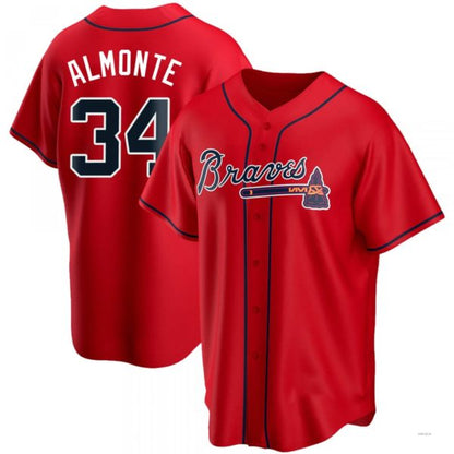 Atlanta Braves #34 AbCustomName2025m Almonte Red Alternate Jersey Stitches Baseball Jerseys