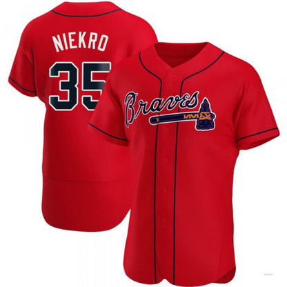 Atlanta Braves #35 Phil Niekro Red Alternate Jersey Stitches Baseball Jerseys