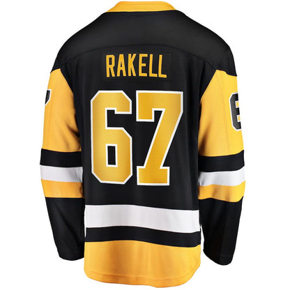 P.Penguins #67 Rickard Rakell Fanatics Branded Home Breakaway Player Jersey Black Stitched American Hockey Jerseys CustomName