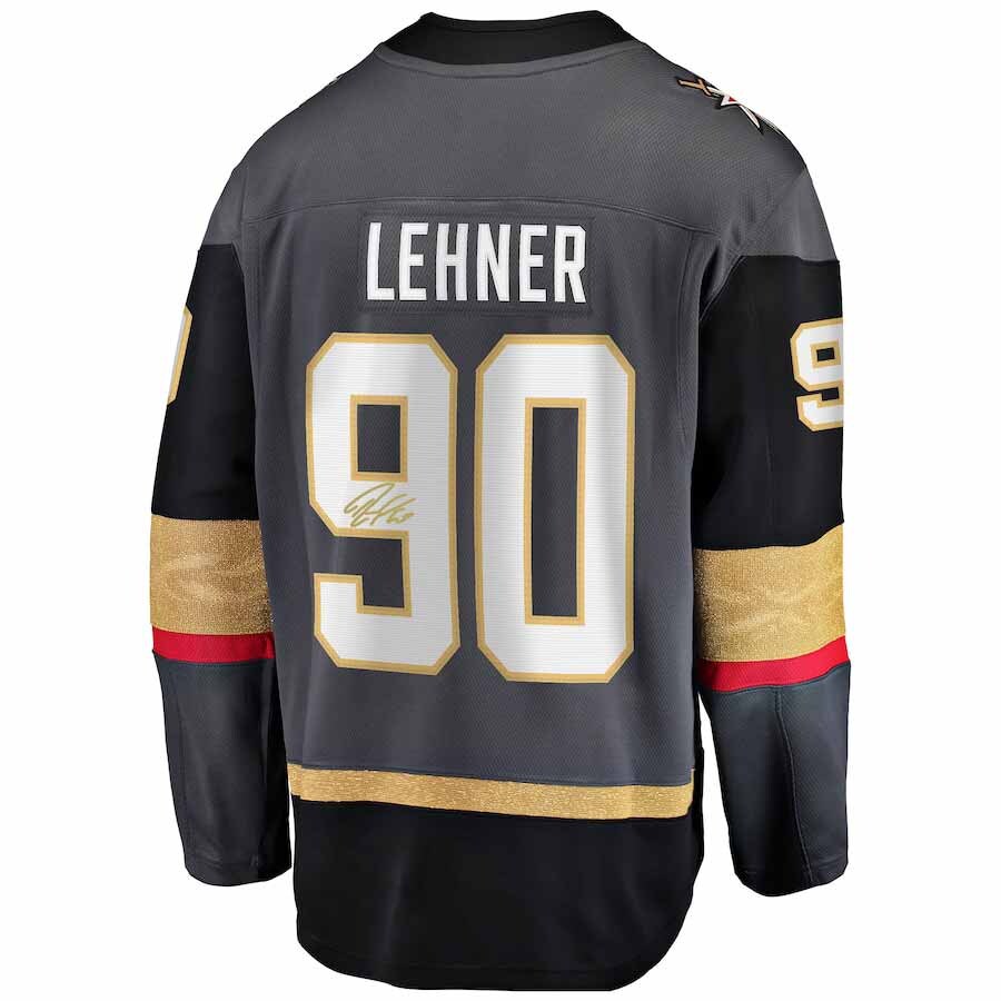 V.Golden Knights #90 Robin Lehner Fanatics Authentic Autographed Black Fanatics Breakaway Jersey Gray Hockey Jerseys CustomName