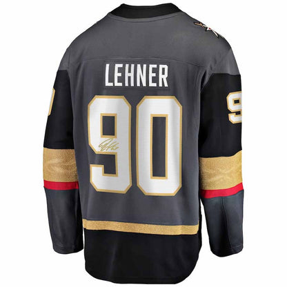 V.Golden Knights #90 Robin Lehner Fanatics Authentic Autographed Black Fanatics Breakaway Jersey Gray Hockey Jerseys CustomName