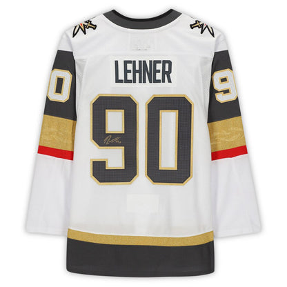V.Golden Knights #90 Robin Lehner Fanatics Authentic Autographed White Authentic Jersey Hockey Jerseys CustomName