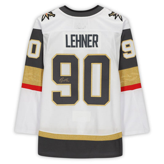 V.Golden Knights #90 Robin Lehner Fanatics Authentic Autographed White Authentic Jersey Hockey Jerseys CustomName