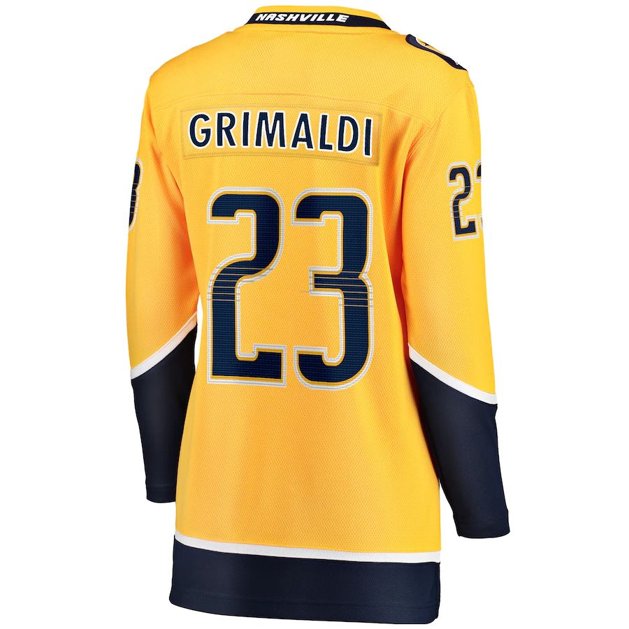 N.Predators #23 Rocco Grimaldi Fanatics Branded Home Breakaway Player Jersey Gold Stitched American Hockey Jerseys CustomName