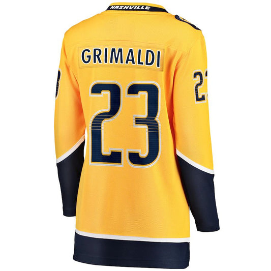 N.Predators #23 Rocco Grimaldi Fanatics Branded Home Breakaway Player Jersey Gold Stitched American Hockey Jerseys CustomName