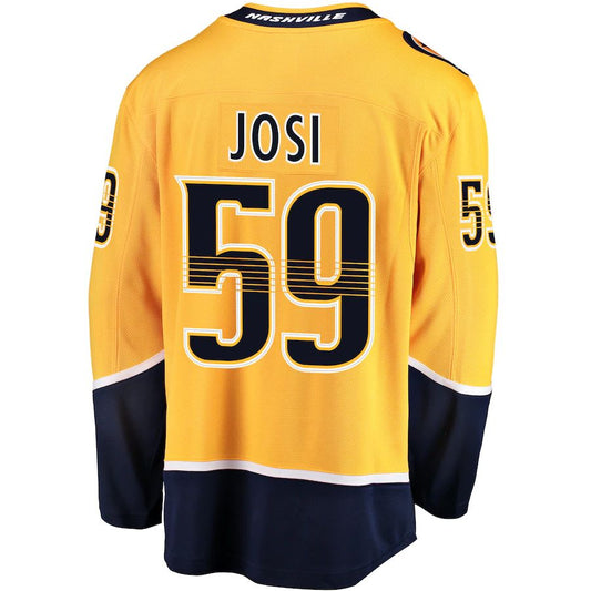 N.Predators #59 Roman Josi Fanatics Branded Breakaway Player Jersey  Gold Stitched American Hockey Jerseys CustomName