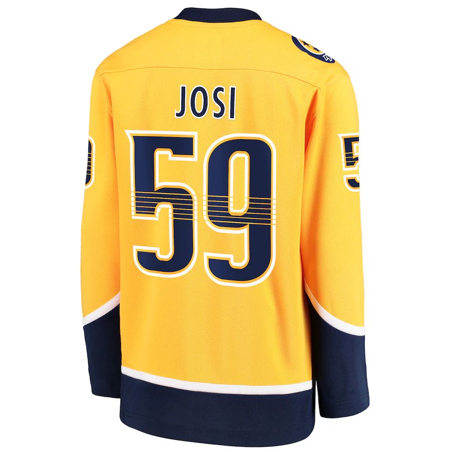 N.Predators #59 Roman Josi Fanatics Branded Home Replica Player Jersey Gold Stitched American Hockey Jerseys CustomName