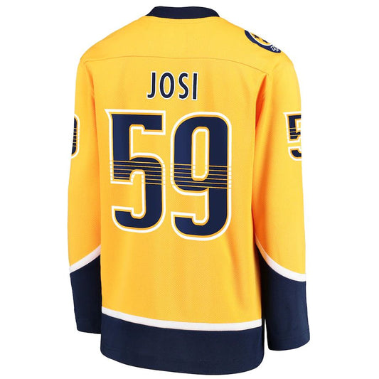 N.Predators #59 Roman Josi Fanatics Branded Home Replica Player Jersey Gold Stitched American Hockey Jerseys CustomName