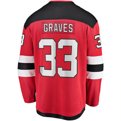 NJ.Devils #33 Ryan Graves Fanatics Branded Breakaway Player Jersey Red Stitched American Hockey Jerseys CustomName