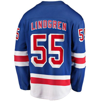 NY.Rangers #55 Ryan Lindgren Fanatics Branded 2017-18 Home Breakaway Replica Jersey  Blue Stitched American Hockey Jerseys CustomName
