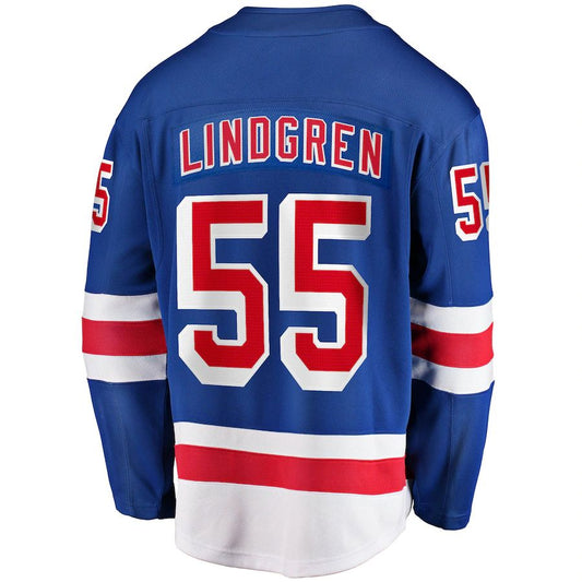 NY.Rangers #55 Ryan Lindgren Fanatics Branded 2017-18 Home Breakaway Replica Jersey  Blue Stitched American Hockey Jerseys CustomName