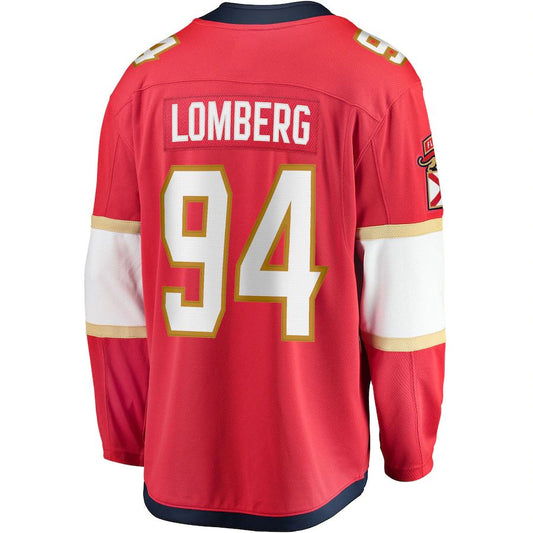 F.Panthers #94 Ryan Lomberg Fanatics Branded Home Breakaway Player Jersey Red Stitched American Hockey Jerseys CustomName