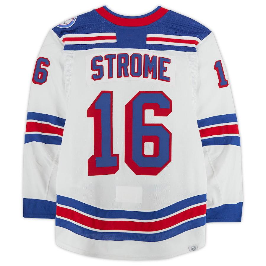NY.Rangers #16 Ryan Strome Fanatics Authentic Game-Used White Set 3 Jersey from the 2021-22 Season Stitched American Hockey Jerseys CustomName