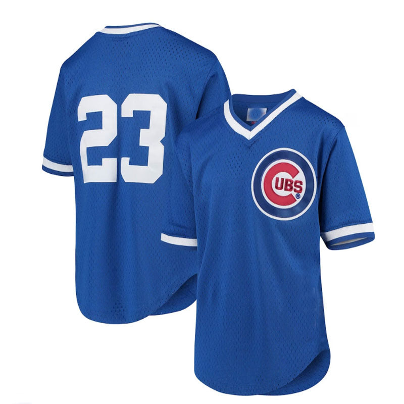 Chicago Cubs #23 Ryne Sandberg Mitchell & Ness Youth Cooperstown Collection Mesh Batting Practice Jersey - Royal Baseball Jerseys