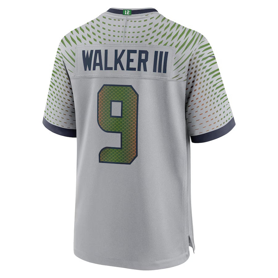 S.Seahawks #9 Kenneth Walker III 2025 Rivalries Collection Game Jersey-CustomName - Wolf Gray Stitched American Football Jersey-CustomName