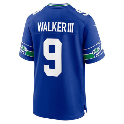 S.Seahawks #9 Kenneth Walker III Royal Alternate 2 50th Season Game Stitched American Football Jerseys