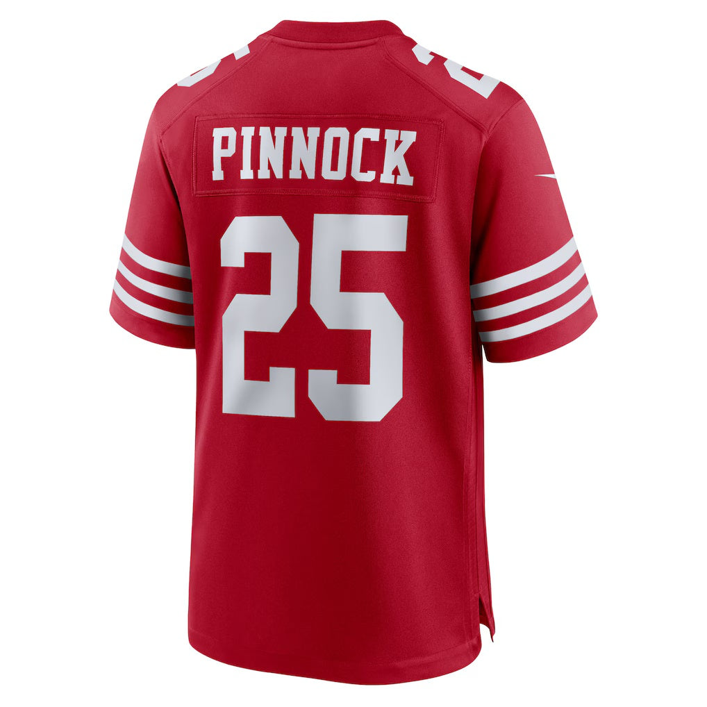 SF.49ers #25 Jason Pinnock Scarlet Team Game Stitched American Football Jerseys CustomName