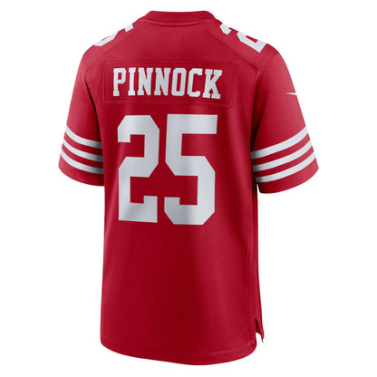 SF.49ers #25 Jason Pinnock Scarlet Team Game Stitched American Football Jerseys CustomName