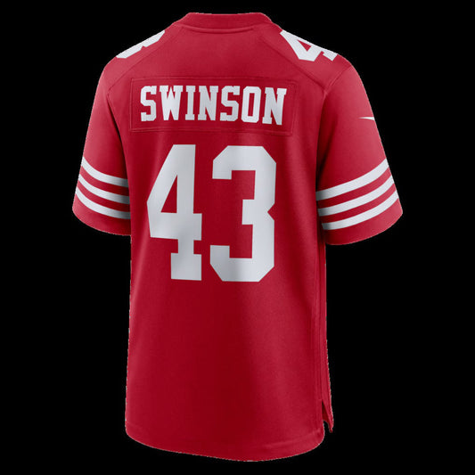 SF.49ers #43 Messiah Swinson Scarlet Team Game Stitched American Football Jerseys CustomName