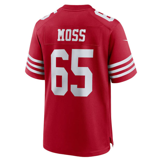 SF.49ers #65 Drew Moss Scarlet Team Game Stitched American Football Jerseys CustomName