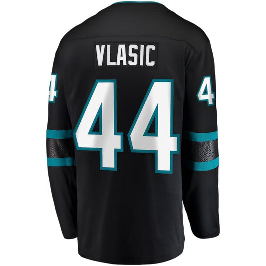 SJ.Sharks #44 Marc-Edouard Vlasic Fanatics Premier Breakaway Player Jersey - Black Stitched American Hockey Jerseys CustomName