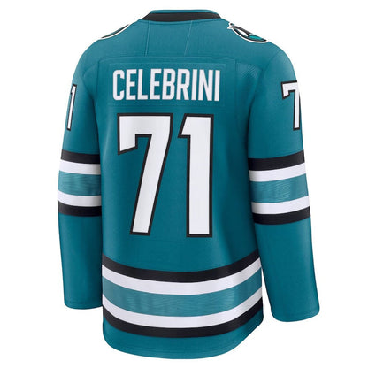 SJ.Sharks #71 Macklin Celebrini Fanatics Home Premium Jersey - Teal Stitched American Hockey Jerseys CustomName