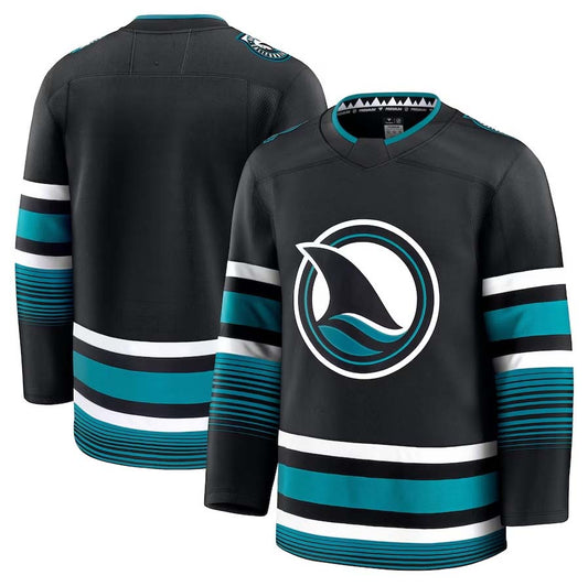 SJ.Sharks Fanatics Alternate Premium Jersey - Black Stitched American Hockey Jerseys CustomName