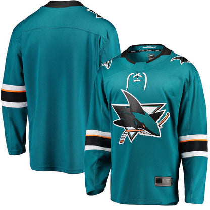 SJ.Sharks Fanatics Branded Breakaway Home Jersey Teal Stitched American Hockey Jerseys CustomName