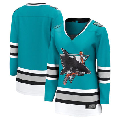 SJ.Sharks Fanatics Branded 30th Anniversary Premier Breakaway Team Jersey Teal Stitched American Hockey Jerseys CustomName
