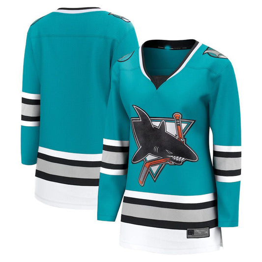 SJ.Sharks Fanatics Branded 30th Anniversary Premier Breakaway Team Jersey Teal Stitched American Hockey Jerseys CustomName