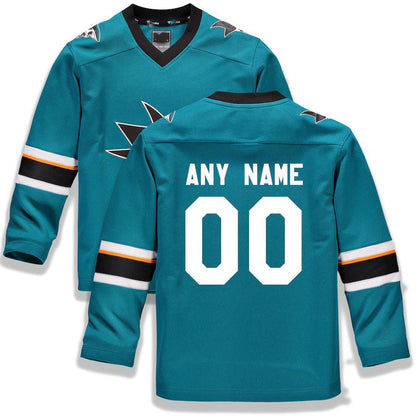 Custom SJ.Sharks Fanatics Branded Home Replica Custom Jersey Teal Stitched American Hockey Jerseys CustomName