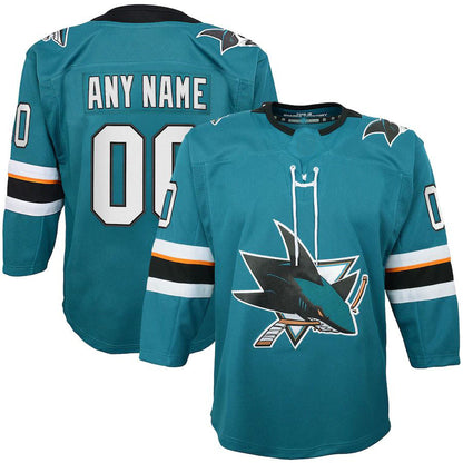 Custom SJ.Sharks 2019-20 Home Premier Teal Stitched American Hockey Jerseys CustomName