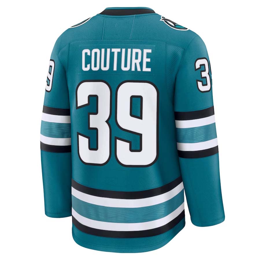 SJ.Sharks #39 Logan Couture Fanatics Home Premium Jersey - Teal Stitched American Hockey Jerseys CustomName