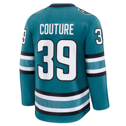 SJ.Sharks #39 Logan Couture Fanatics Home Premium Jersey - Teal Stitched American Hockey Jerseys CustomName