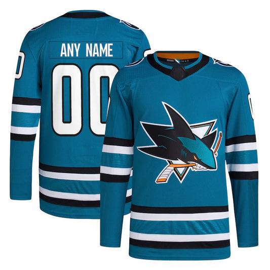 Custom SJ.Sharks Home Primegreen Authentic Pro Jersey Teal Stitched American Hockey Jerseys CustomName