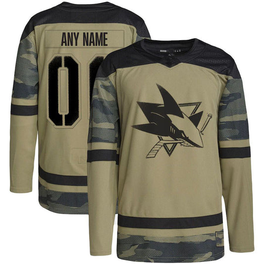 Custom SJ.Sharks Military Appreciation Team Authentic Practice Jersey Camo Stitched American Hockey Jerseys CustomName