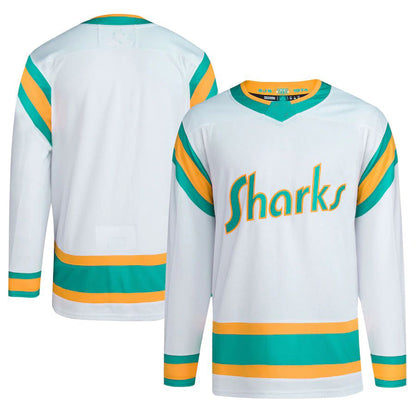 SJ.Sharks Reverse Retro 2.0 Authentic Blank Jersey White Stitched American Hockey Jerseys CustomName