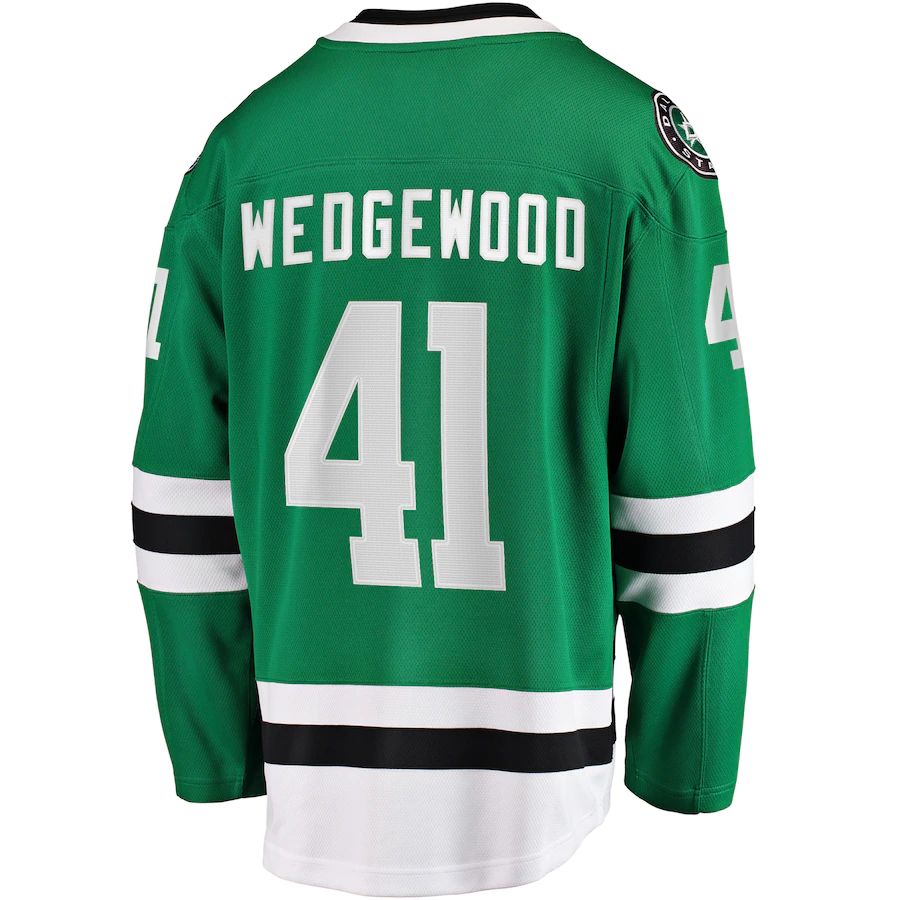 D.Stars #41 Scott Wedgewood Fanatics Branded Home Breakaway Player Jersey Kelly Green Stitched American Hockey Jerseys CustomName