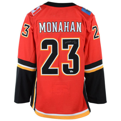 C.Flames #23 Sean Monahan Fanatics Authentic Autographed Alternate Jersey Red Stitched American Hockey Jerseys CustomName