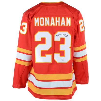 C.Flames #23 Sean Monahan Fanatics Authentic Autographed Alternate Jersey Red Stitched American Hockey Jerseys CustomName