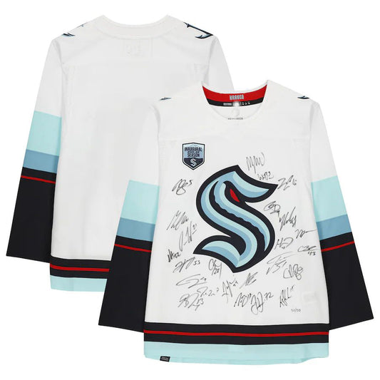 S.Kraken Fanatics Authentic Multi-Signed with Inaugural Season Jersey Patch with Multiple Signatures Limited Edition of 50 White Stitched American Hockey Jerseys CustomName