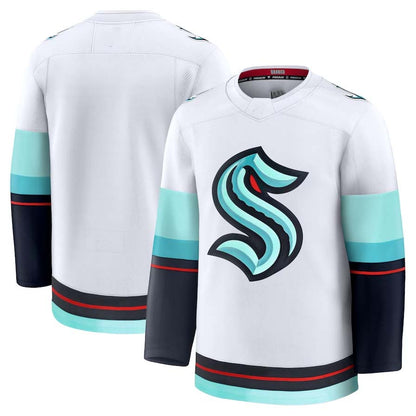 S.Kraken Fanatics Away Premium Jersey - White Stitched American Hockey Jerseys CustomName